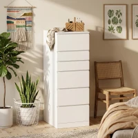HOMCOM Cassettiera 6 Casetti per Camera da Letto con Specchio Ribaltabile, 40x48x110 cm, Bianco(m-10)