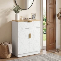 HOMCOM Credenza Moderna, Mobile Contenitore con Cassetto e Ripiano Regolabile, 60x32x82 cm, Bianco(m-4)