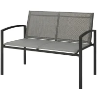 Outsunny Tuinbank 2-zits weerbestendig metalen outdoor zitbank met ademende zitting gebogen armleuningen 112 x 66 x 80 cm grijs(m-10)