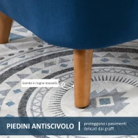 HOMCOM Poltrona da Salotto in Velluto con Imbottitura Spessa, Gambe in Legno e Braccioli, Blu(m-6)