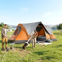 Outsunny 5-6 Man Dome Camping Tent - Orange(m-2)