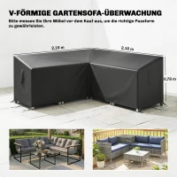Outsunny Tuinmeubelhoes Winterbestendig Waterdicht V-vormig Anti-UV Hoes 420D Oxford-stof 216x216x78 cm Zwart(m-3)