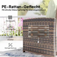 Outsunny Rattan Tuinmeubelset 5-delig Balkonmeubelset met 2 Stoelen, Kussens, Voetenbankjes, Tafel, Opbergruimte Crème(m-6)