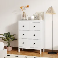 HOMCOM Modern Chest of Drawers, 4 Drawer Dresser Clothes Storage Organiser for Living Room, Hallway, Entryway, White(m-10)