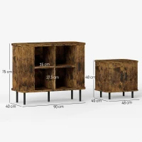 HOMCOM Mid-Century Sideboard Cabinet, Nightstand, Accent Console with Tambour Doors, Rustic Brown(m-3)