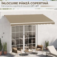 Outsunny Prelata de Schimb pentru Copertina Parasola Retractabila, Acoperire din Poliester Anti-UV(m-6)