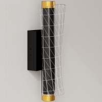 HOMCOM LED wandlamp voor binnen, geometrisch rasterdesign, dimbaar, nachtkastlamp, metaal, zwart