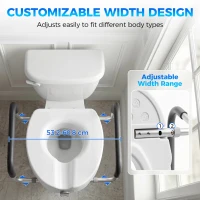 HOMCOM Înălțător WC pentru Vârstnici din HDPE cu Mânere Antialunecare, Lățime Reglabilă, Capacitate 136 kg, Alb(m-5)