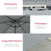 Outsunny Zweefparasol Ø293cm met zijhendel, kruisvoet, windbescherming, waterafstotend, donkergrijs(m-5)