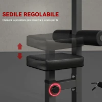 HOMCOM Stazione Fitness Pull Down da Casa con Panca e Cavo Regolabile, in Acciaio 107x120x190cm Nero(m-6)