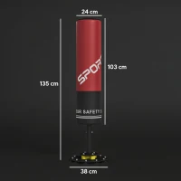 SPORTNOW Vrijstaande bokszak 135 cm, staande bokszak met 10 zuignappen en schokdemper voor volwassenen en jongeren(m-3)