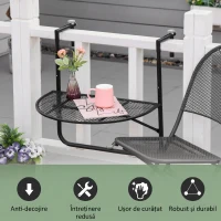 Outsunny masa de agatat pentru balcon, masuta metalica de instalare pe perete, Neagra(m-7)