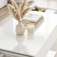 HOMCOM LED Salontafel met opbergruimte, hoogglans, modern, 2 lades & afstandsbediening, wit(m-10)