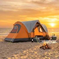 Outsunny 5-6 Man Dome Camping Tent - Orange(m-9)