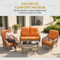 Outsunny Set Mobilier de Gradina in Ratan PE 2 fotolii Canpea cu 2 locuri si masa(m-7)