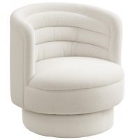 HOMCOM Draaibare gestoffeerde fauteuil, moderne loungefauteuil met frame van rubberhout, voor woonkamer en slaapkamer, crèmewit