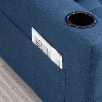 HOMCOM Two-Seater Pull-Out Sofa Bed - Dark Blue(m-11)