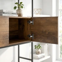 HOMCOM Bureau d'ordinateur avec 2 tiroirs, 100 x 45 x 185 cm, bureau avec rangement, 2 portes et étagères ouvertes, marron(m-10)