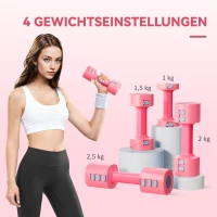 SPORTNOW halterset, verstelbaar gewicht, vierkante vorm, veelzijdig, metalen kern, roze(m-4)