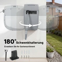 Outsunny Slanghaspel met tuinslang 30 m, 180° draaibare slangbox met automatische oprolling en zelfvergrendeling(m-6)