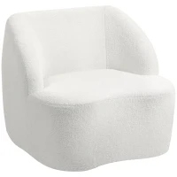 HOMCOM Moderne fauteuil met fleece-look bekleding, knusse stoel voor woonkamer, slaapkamer of thuiskantoor, crèmewit(m-11)