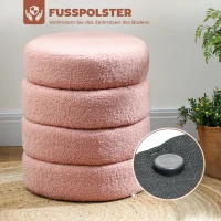 HOMCOM Kruk, rond, teddyfleece, tot 120 kg, Φ40x45H cm, Roze(m-5)