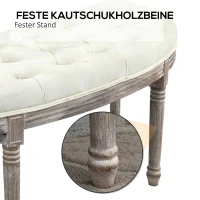 HOMCOM Gestoffeerde Bank Zitbank Vintage Retro Bedbank met Knopen Fluweelzachte Aanraking Rubberhout Beige 142 x 49 x 49 cm(m-5)