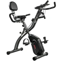 SPORTNOW Vélo d'Appartement Pliable Vélo de Fitness 3 en 1 Silencieux Connecté Kinomap Bluetooth et Zwift 105x53,5x109cm Noir(m-19)