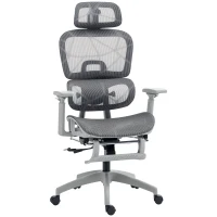 HOMCOM Fauteuil de bureau, chaise de bureau ergonomique en maille avec accoudoirs 3D, dossier inclinable, 66x64x122 cm, gris(m-11)
