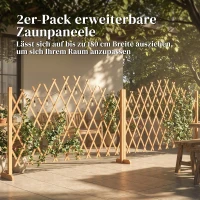 Outsunny Trellisscherm 2-delig vouwgitter uitschuifbaar vrijstaande afscheiding met voetsteunen 180 x 30 x 103 cm bruin(m-4)