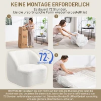 HOMCOM Moderne fauteuil met fleece-look bekleding, knusse stoel voor woonkamer, slaapkamer of thuiskantoor, crèmewit(m-6)