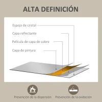 HOMCOM Espejo Rectangular de Baño 50x70 cm Espejo de Pared Decorativo para Salón Entrada Pasillo Horizontal o Vertical Blanco(m-6)