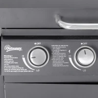 Outsunny 4+1 Burner Gas BBQ Grill, Outdoor Barbecue Trolley with Wheels, Warming Rack, Side Shelves, Cabinet, Thermometer for Garden, Party, Camping, 125L x 51W x 100Hcm, Grey(m-11)