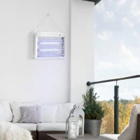 Outsunny Zapper per Insetti e Zanzare da 20W a Luci LED UV con Vassoio Rimovibile, in ABS e Metallo, 39x8x28 cm(m-10)