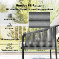 Outsunny Tuinmeubelset 4-delig polyrattan loungeset met tweezitsbank, 2 fauteuils, salontafel, afneembare kussens met banden(m-6)