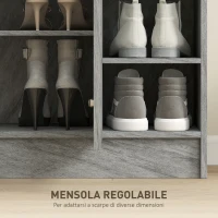 HOMCOM Scarpiera Moderna in Legno con 4 Ripiani Aperti e Armadietto per 12 Paia,, 83x30x90 cm, Grigio Cemento(m-5)