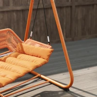 Outsunny Hollywoodschommel, Tuinschommel met Kussens, Frame, Voor Tuin, Balkon, 174 x 120 x 162 cm, Metaal, Terracotta(m-11)