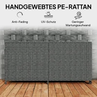 Outsunny Rattan Tuinbox 650L waterdicht UV-bestendig Kussenbox met Deksel Wielen Opbergruimte 150 x 75 x 74 cm Donkergrijs(m-9)