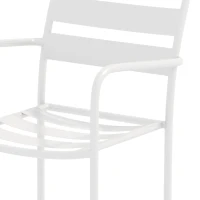 Outsunny Bistroset 3-delig metalen tuinmeubelset met 2 tuinstoelen, glazen tafel, lattenontwerp, roestbestendig(m-11)