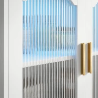 HOMCOM Dressoir met ledverlichting, ingebouwde stopcontacten, 3 lades, planken en 2 acryldeuren, hoogglans wit(m-12)