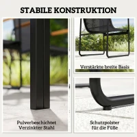 Outsunny Tuinmeubelset zitgroep 150 x 80 cm glazen tafel met 6 ademende stoelen decoratieve armleuningen zwart(m-8)