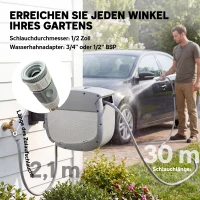 Outsunny Slanghaspel met tuinslang 30 m, 180° draaibare slangbox met automatische oprolling en zelfvergrendeling(m-4)