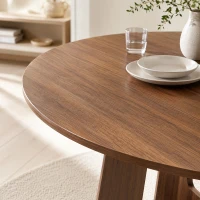 HOMCOM Table à manger ronde pour 4 personnes, Ø 110 x 73,5 cm, table de cuisine avec base croisée, marron(m-10)