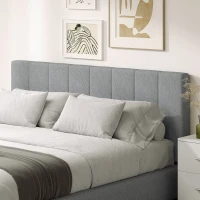 HOMCOM Kopfteil 3-fach höhenverstellbar Bettkopfteil mit Metallbeinen Leinenoptik für Schlafzimmer 160x10x106/116/126 cm Grau(m-10)