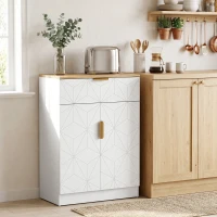 HOMCOM Credenza Moderna, Mobile Contenitore con Cassetto e Ripiano Regolabile, 60x32x82 cm, Bianco(m-5)