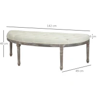 HOMCOM Gestoffeerde Bank Zitbank Vintage Retro Bedbank met Knopen Fluweelzachte Aanraking Rubberhout Beige 142 x 49 x 49 cm(m-3)