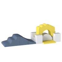 AIYAPLAY 7-delige Kinder Schuimblokken met Afneembare Hoes, Indoor Klim- en Kruipset, Geel(m-10)