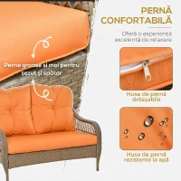 Outsunny Set Mobilier de Gradina in Ratan PE 2 fotolii Canpea cu 2 locuri si masa(m-5)