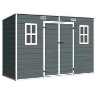 Outsunny Tuinhuisje 3,2m², Opslagschuur met Lessenaarsdak, 303x123x197cm met Ramen Afsluitbaar Deur Ventilatieopening Bodem(m-1)