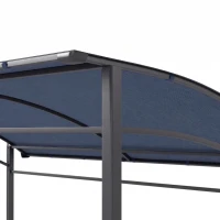 Outsunny Grillpavillon, Grillüberdachung, Regenschutz, Haken für Utensilien, Stahlrahmen, grau, 215 x 150 x 174/220 cm(m-12)